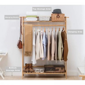 대나무 옷 코트 바닥 대나무 옷장을위한 헤비 듀티 랙