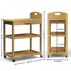 상점을위한 열린 선반 음식 준비 트롤리 대나무 저장 선반 자동차