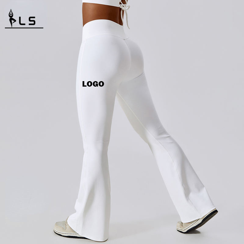 SC10102 여성 엉덩이 리프팅 레깅스 스포츠 플레어 요가 바지를위한 맞춤형 로고 원활한 플레어 레깅스
