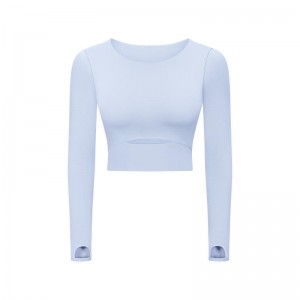 SC10275 타이트 피팅 긴 슬리브 요가 티셔츠 여자 요가 티 셔츠 크롭 탱크 체육관 긴 소매 요가 탑 티셔츠
