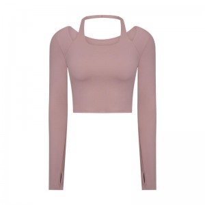 SC10273 맞춤형 로고 요가 T 셔츠 피트니스 러닝 라운드 넥 티셔츠 셔츠 여자 긴 슬리브 스포츠 셔츠 여성