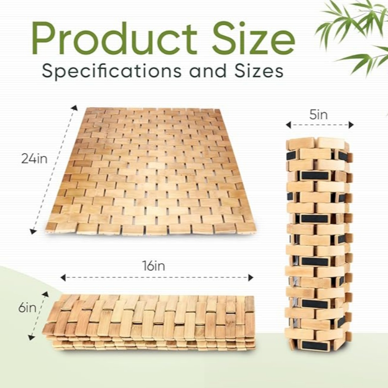 천연 대나무 목욕 매트, 비 슬립 대나무 샤워 매트, 욕조 용 방수 접이식 목재 목욕 매트