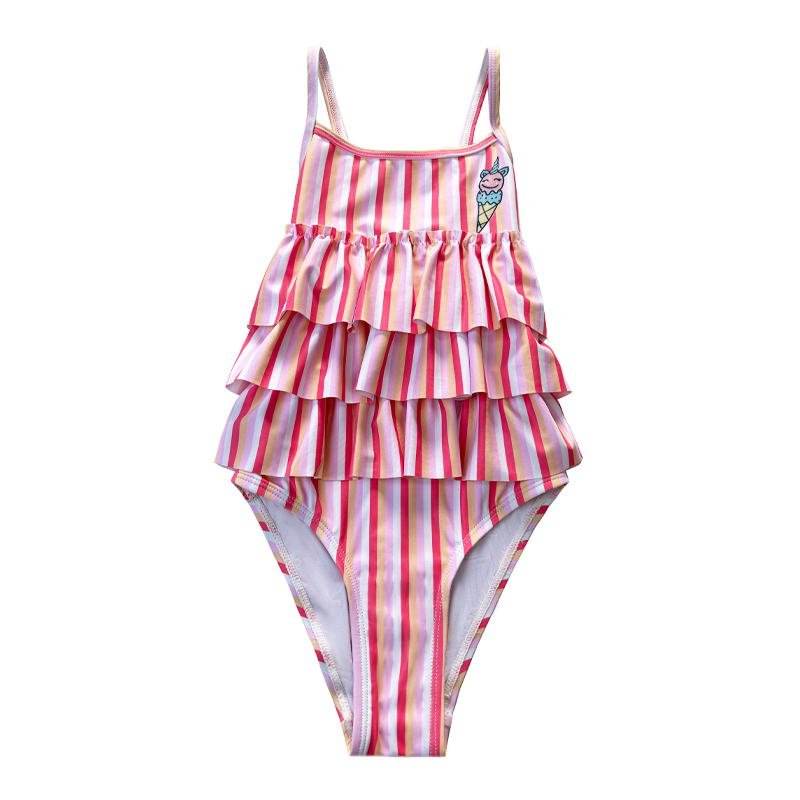 원피스 줄무늬 프린트 케이크 드레스 베이비 수영복