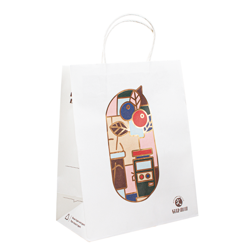 자신의 로고가 포함 된 맞춤 재활용 크래프트 종이 가방, 손잡이가있는 음식을위한 맞춤형 쇼핑 종이 가방