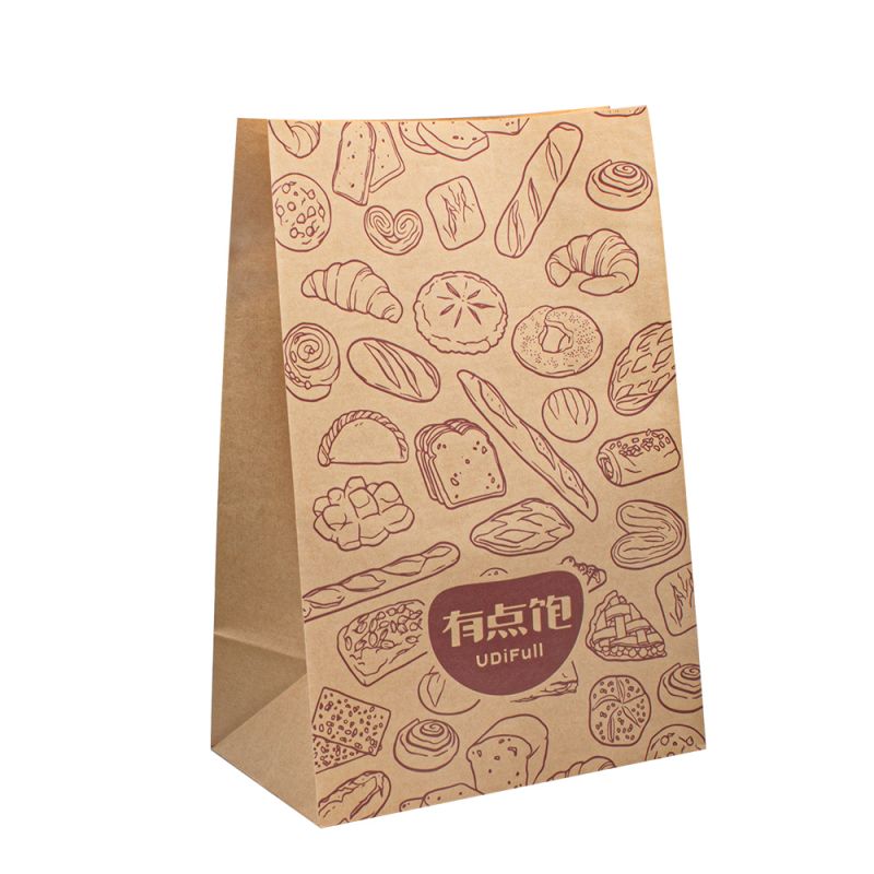 자신의 로고가 포함 된 종이 가방 사용자 정의 인쇄 용지 가방 음식 음식 테이크 아웃을위한 맞춤형 종이 가방