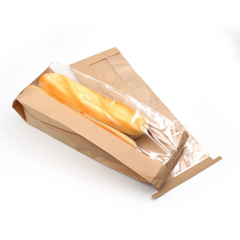브라운/화이트 크래프트 베이커리 가방 창문 맞춤형 내구성 에코 친화적