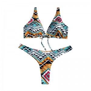 꽃 민족 스타일의 활 활 넓은 스트랩 2 피스 수영복