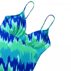 청록색 드로우 링 2 피스 수영복