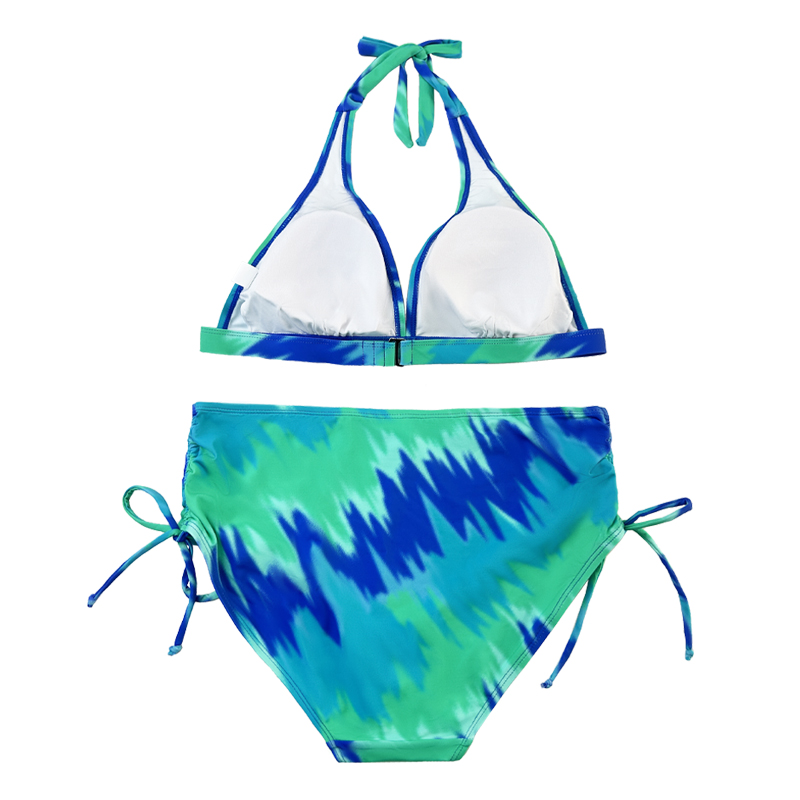 청록색 고삐 스트랩 스트랩 수영복 주름 보는 활 수영 반바지 인쇄 수영복