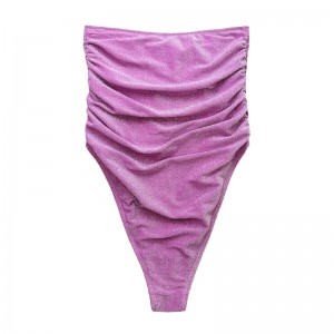 자주색 실버 끈이없는 끈이없는 끈이없는 한 피스 수영복