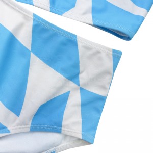 파란색과 흰색 기하학 조끼 단색 와이드 스트랩 분할 수영복