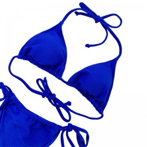 프러시아 블루 고삐 스트랩 섹시한 삼각형 컵 2 피스 수영복