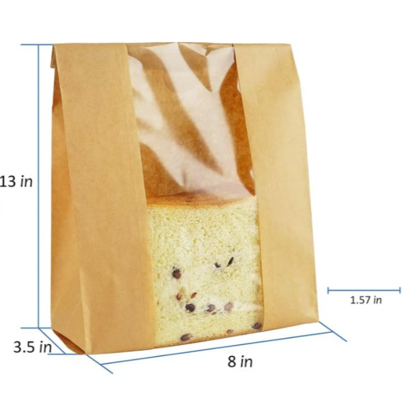 맞춤형 인쇄 크래프트 종이 빵 가방 창 씰 스티커 포장 빵 가방 음식 포장 저장