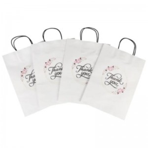 도매 맞춤형 크기 프린트 로고 공상 감사합니다 흰색 크래프트 종이 가방 특별한 날 결혼식 선물 가방 손잡이