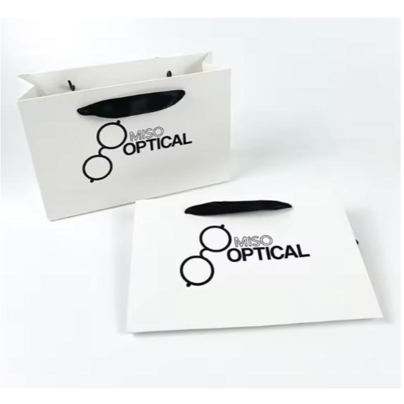 인쇄 종이 가방 골판지 고급 흰색 크래프트 종이 선물 가방 리본 손잡이 쇼핑백을위한 자신의 로고
