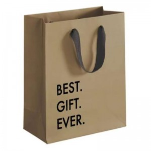 생분해 성 재사용 가능한 맞춤형 디자인 로고 인쇄 브라운 크래프트 공예 부티크 종이 쇼핑백 리본 손잡이