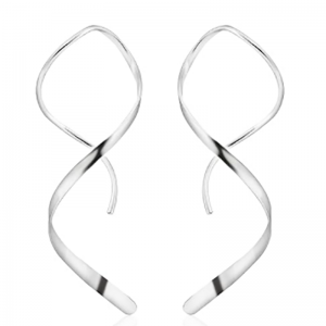 수제 925 스털링 실버 나선형 스레더 이어링 hypoallergenic twisted colved drop dangle earrings 여자를위한 귀걸이를 통과합니다. 트렌디 한 패션-은